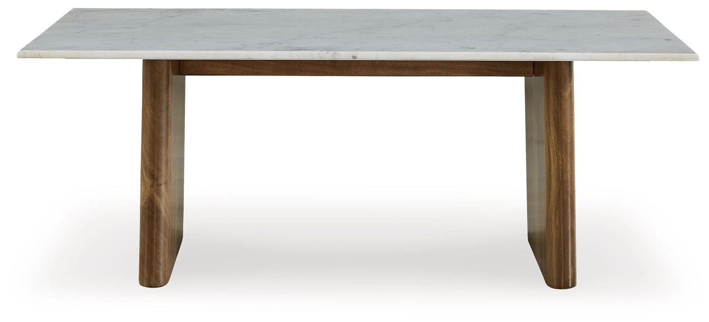 Isanti - Rectangular Cocktail Table - Light Brown / White