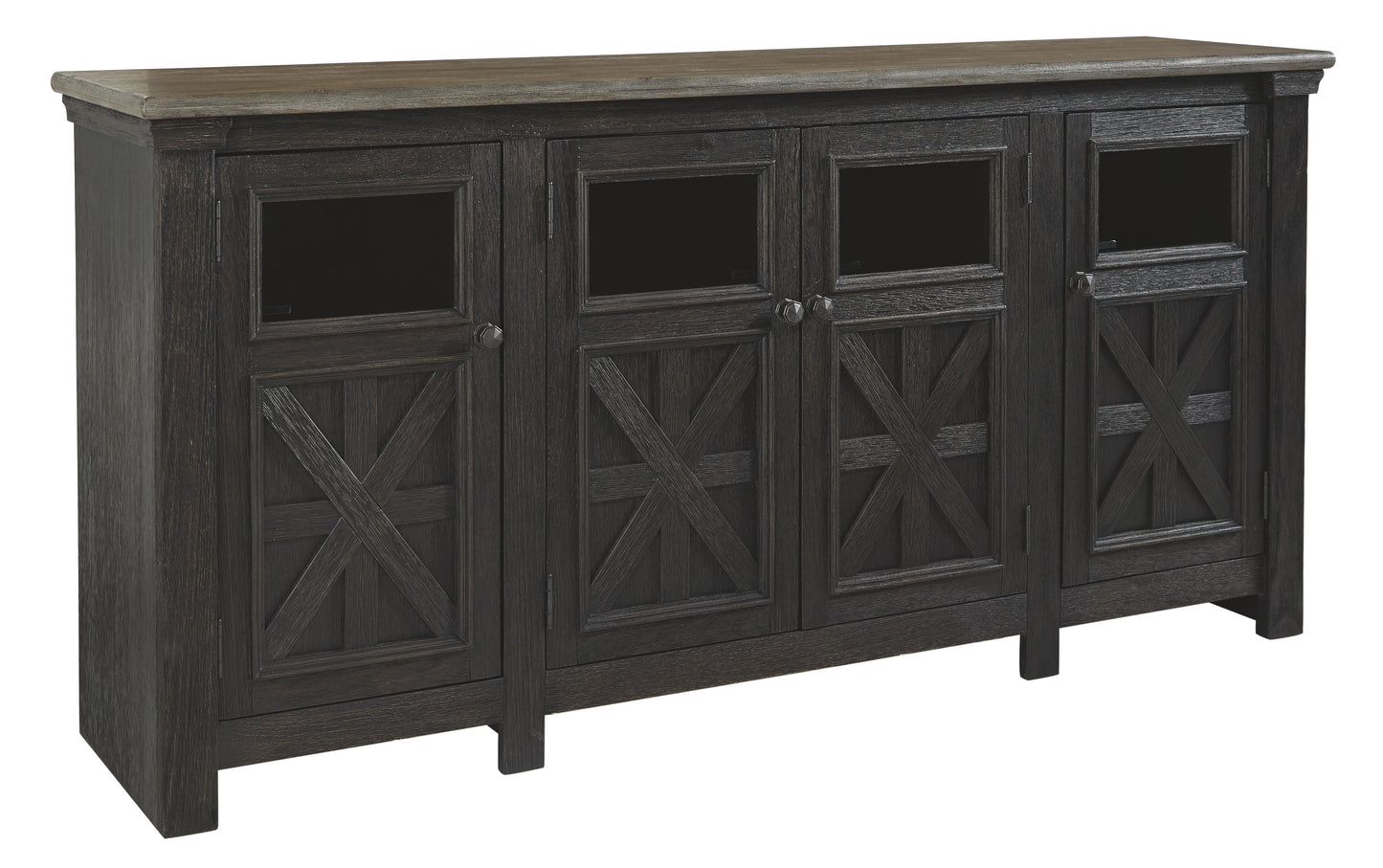 Tyler Creek - Black / Gray - Extra Large TV Stand