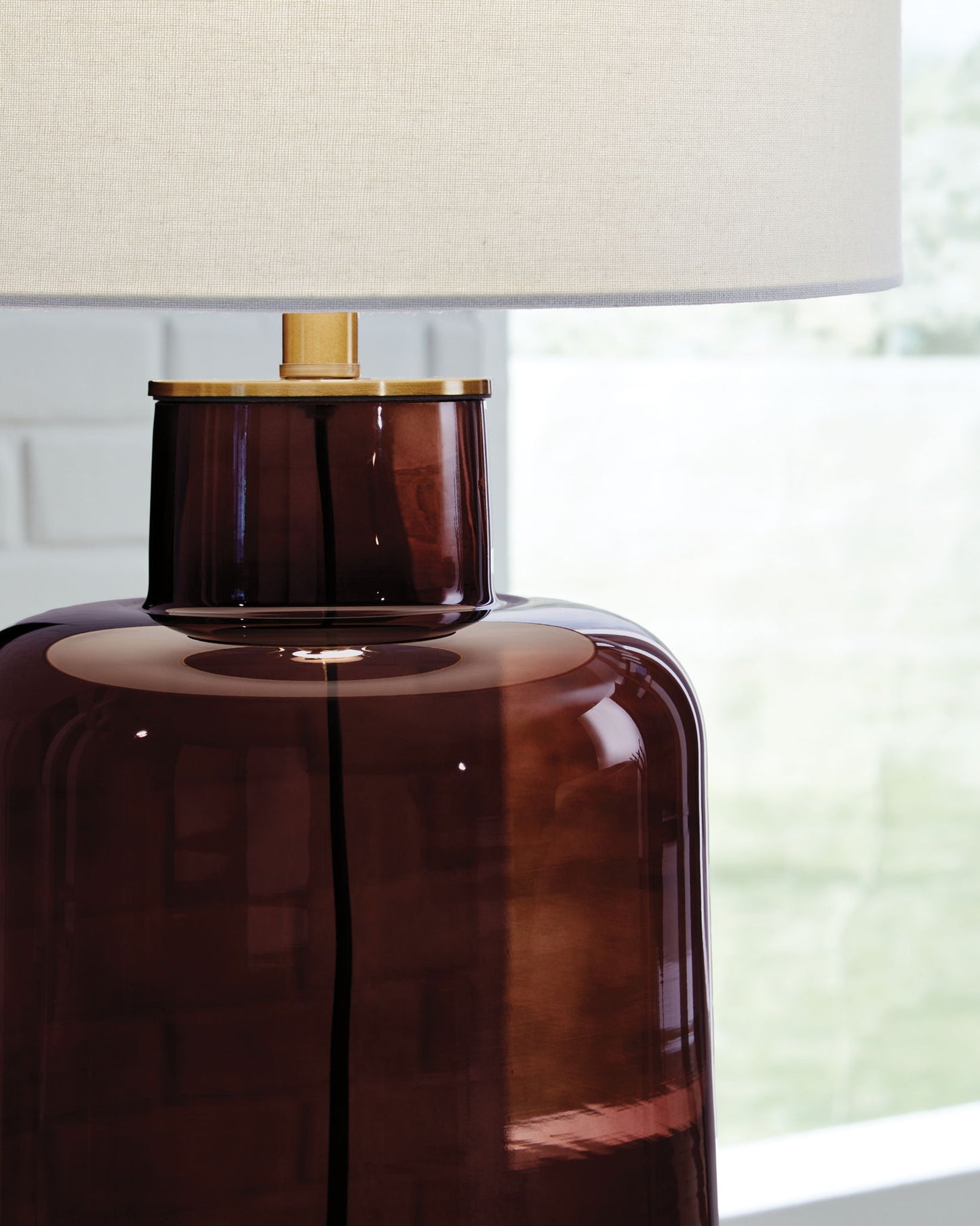 Mette - Glass Table Lamp - Brown / Gold Finish
