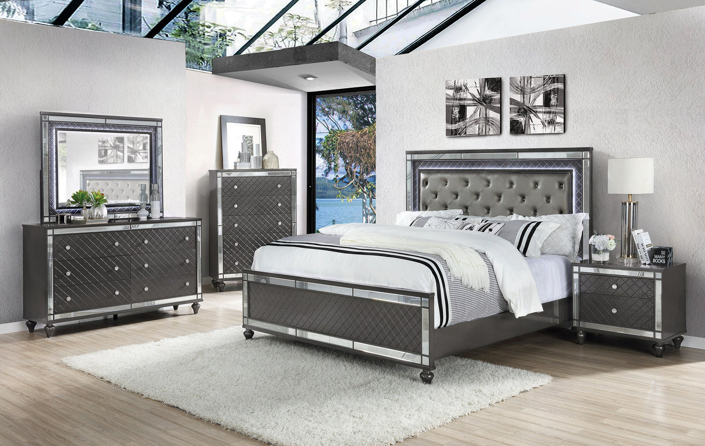 Refino - Nightstand - Dark Gunmetal