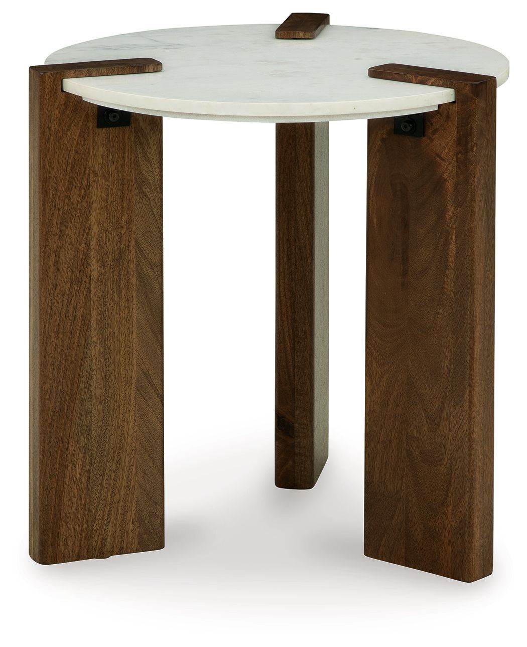 Isanti - Round End Table - White / Brown