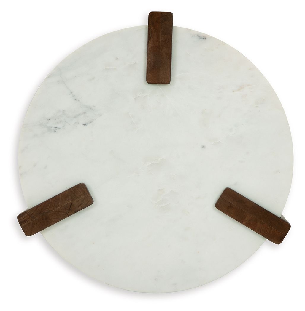 Isanti - Round End Table - White / Brown