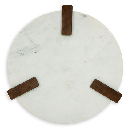 Isanti - Round End Table - White / Brown
