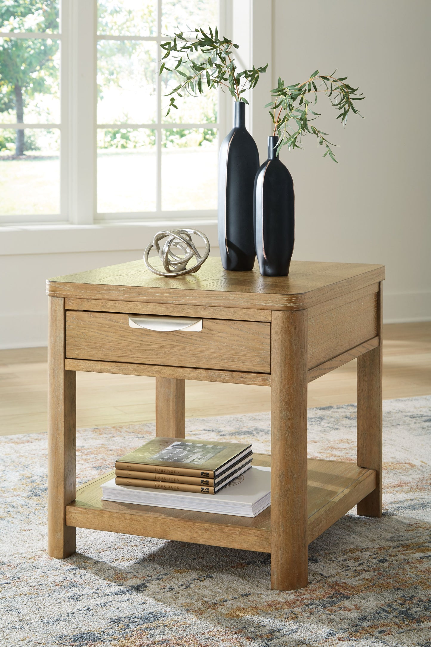 Rencott - Rectangular End Table - Light Brown