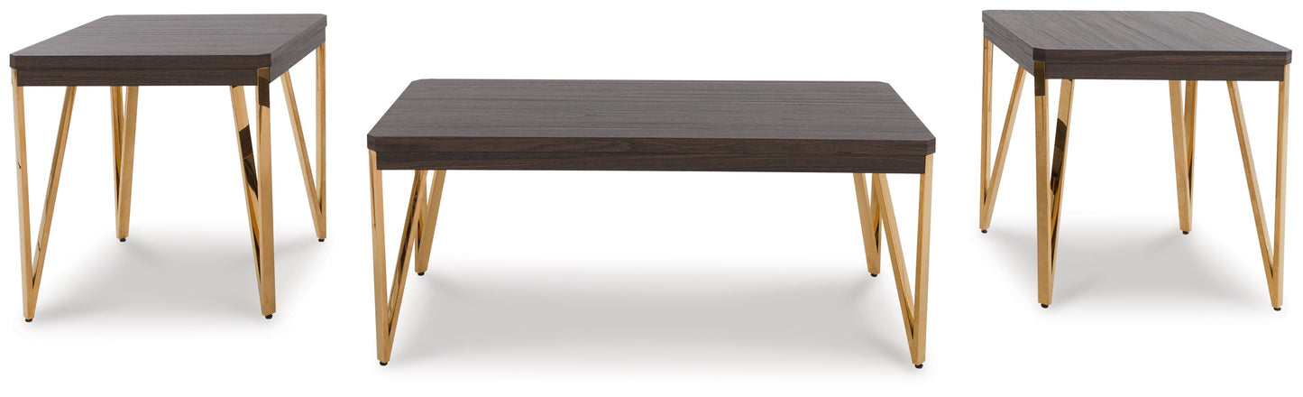 Bandyn - Occasional Table Set (Set of 3) - Brown / Champagne