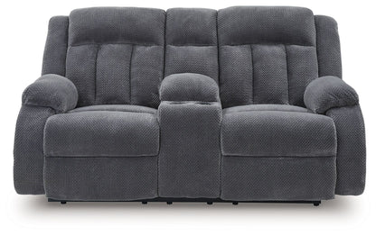 Observation - Steel - Double Reclining Power Loveseat With Console