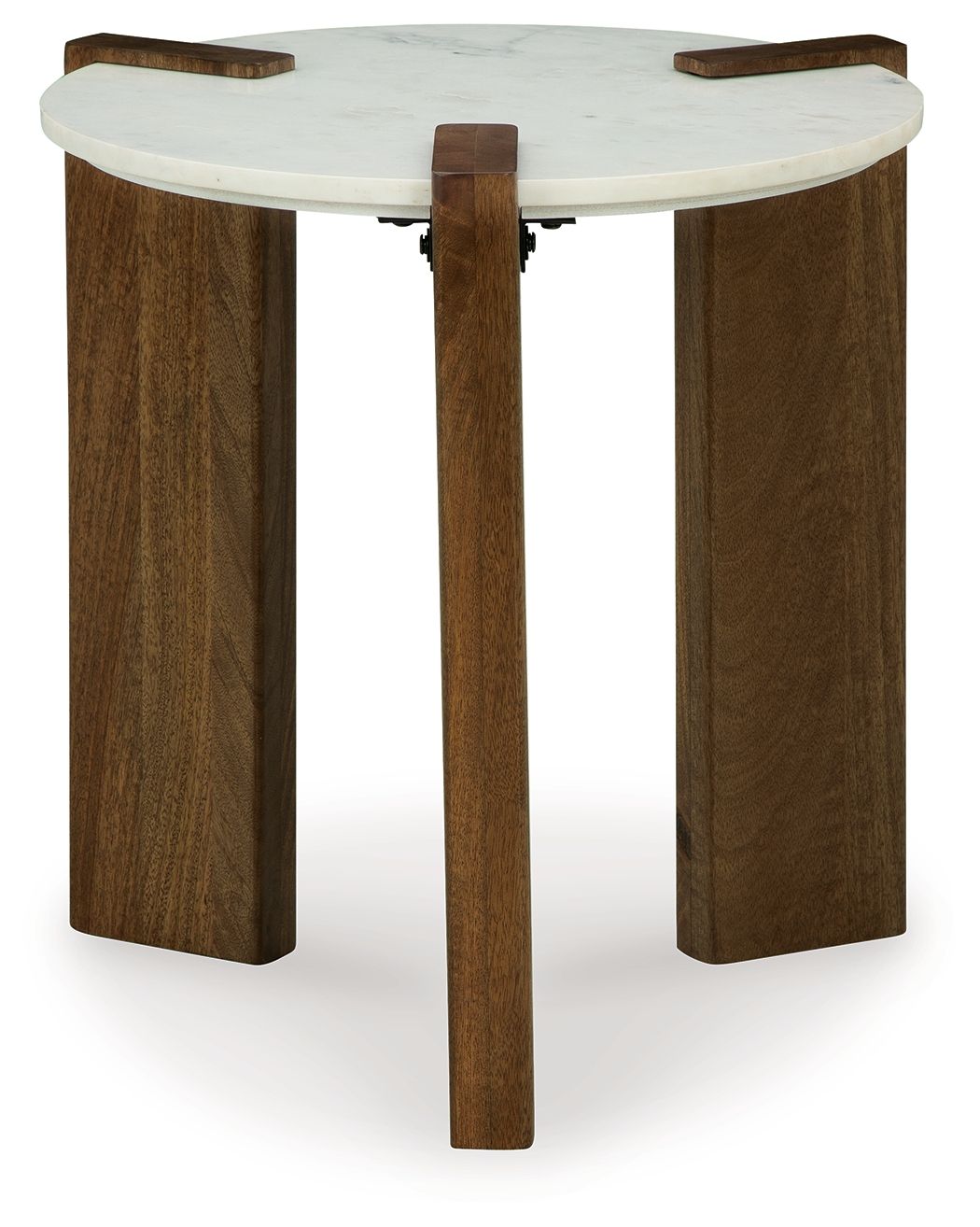 Isanti - Round End Table - White / Brown