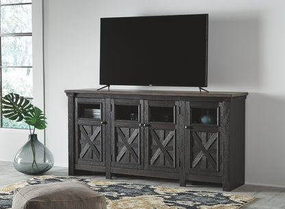 Tyler Creek - Black / Gray - Extra Large TV Stand