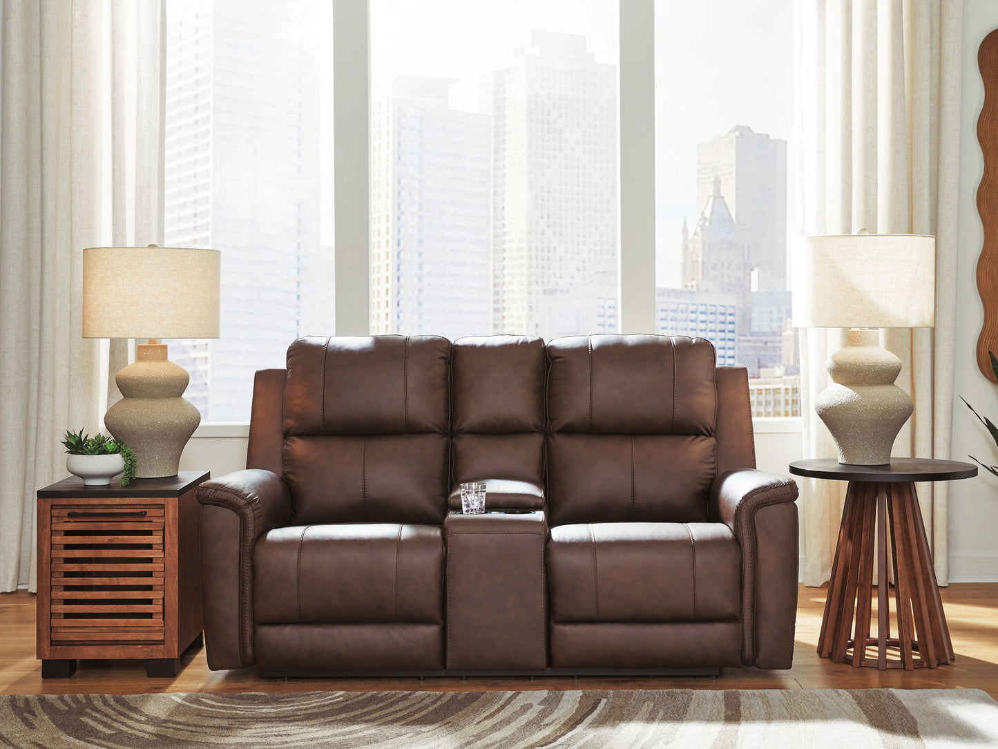 Bleckley - Power Reclining Loveseat With Console / Adjustable Headrest