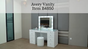 Avery - Vanity Desk With Glass Top And LED Mirroк